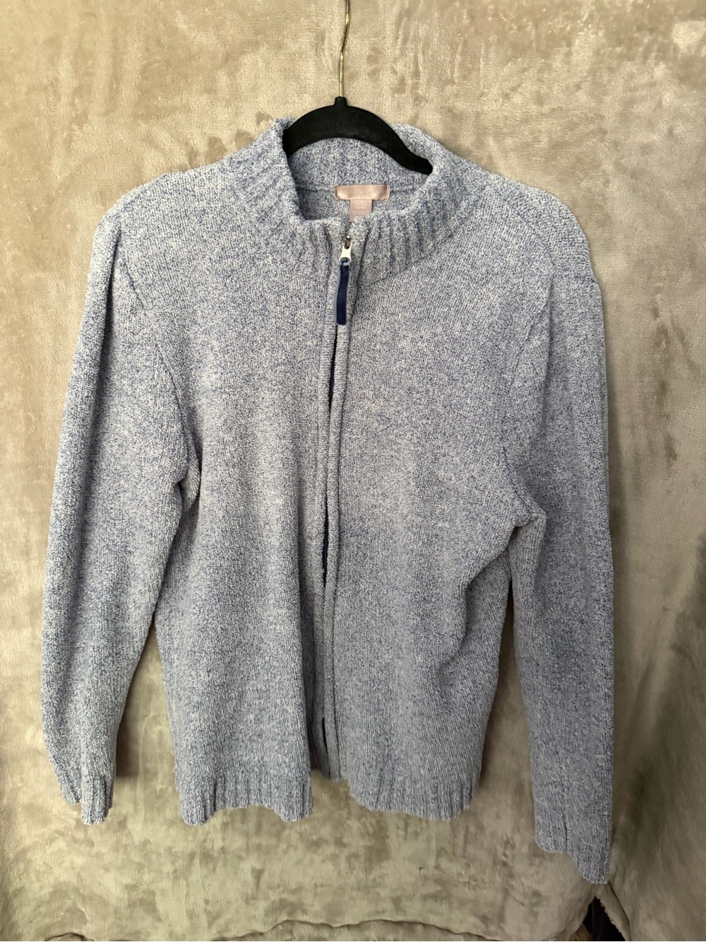 White Stag Heathered Light Blue Zip-Front Cardigan